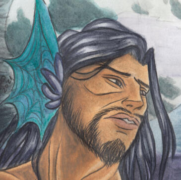 Merzo is looking longingly. (colored night scene)