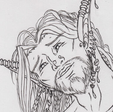 Elfzo is very happy uwu (ink line art)